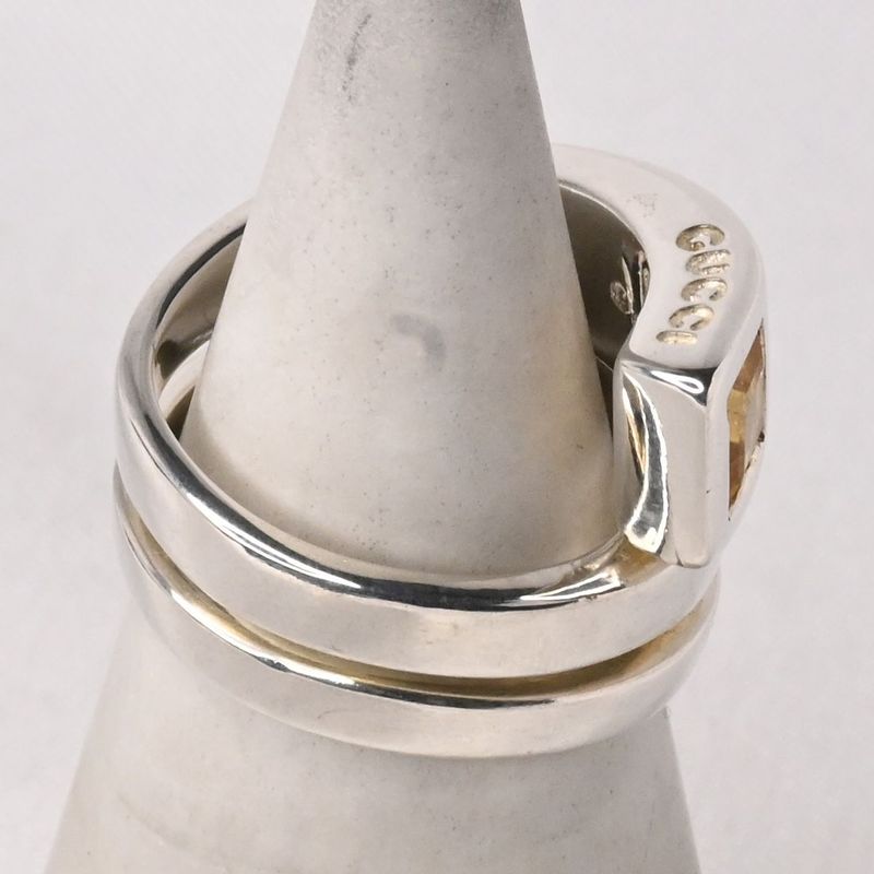 【研磨済】美品 GUCCI トパーズ スネーク リング 9.5号 Ag925 グッチ 指輪 silver925