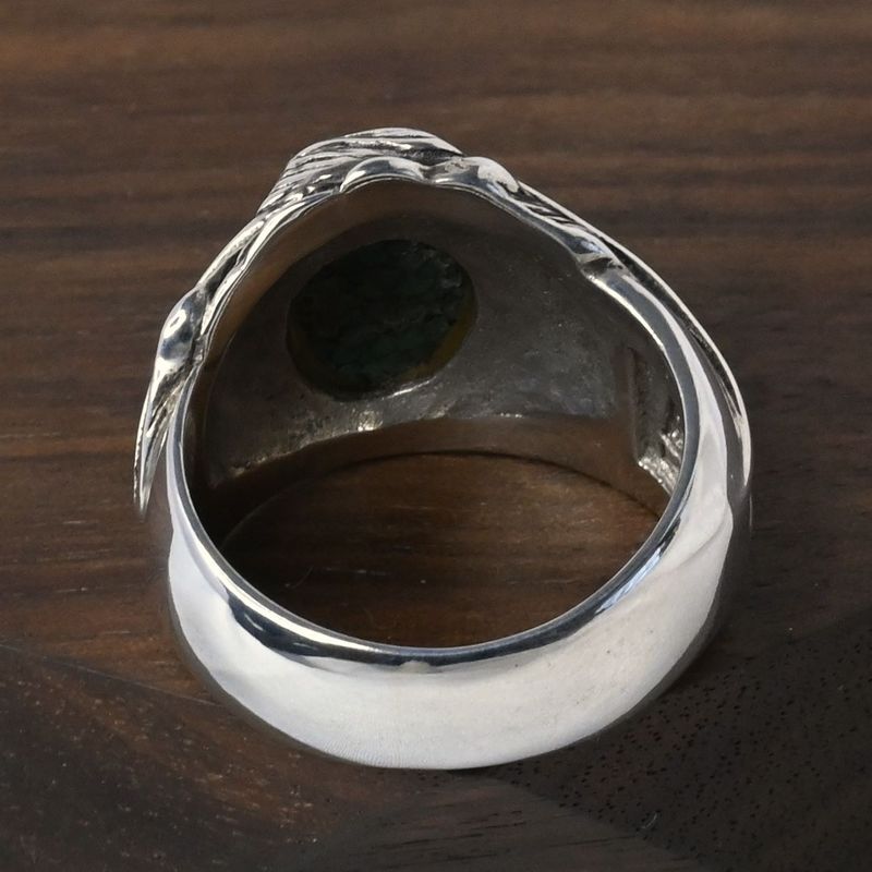 【研磨済】SAAD ターコイズ フェザー リング 17号 シルバー925 指輪