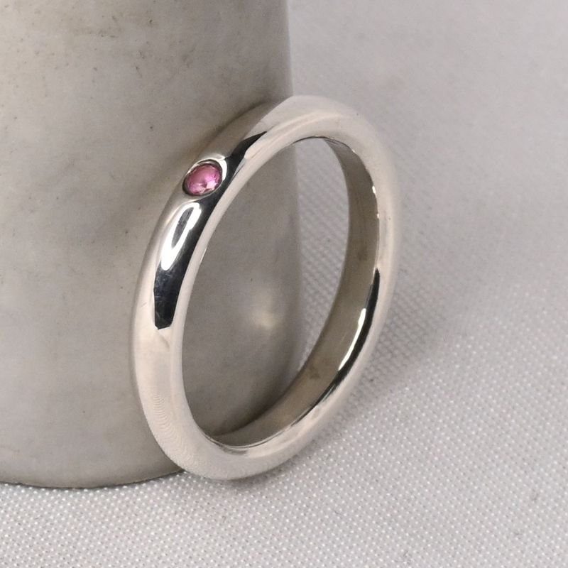 【研磨済】TIFFANY＆Co. スタッキングバンド リング ピンクサファイア 7.5号 ティファニー 指輪 シルバー925