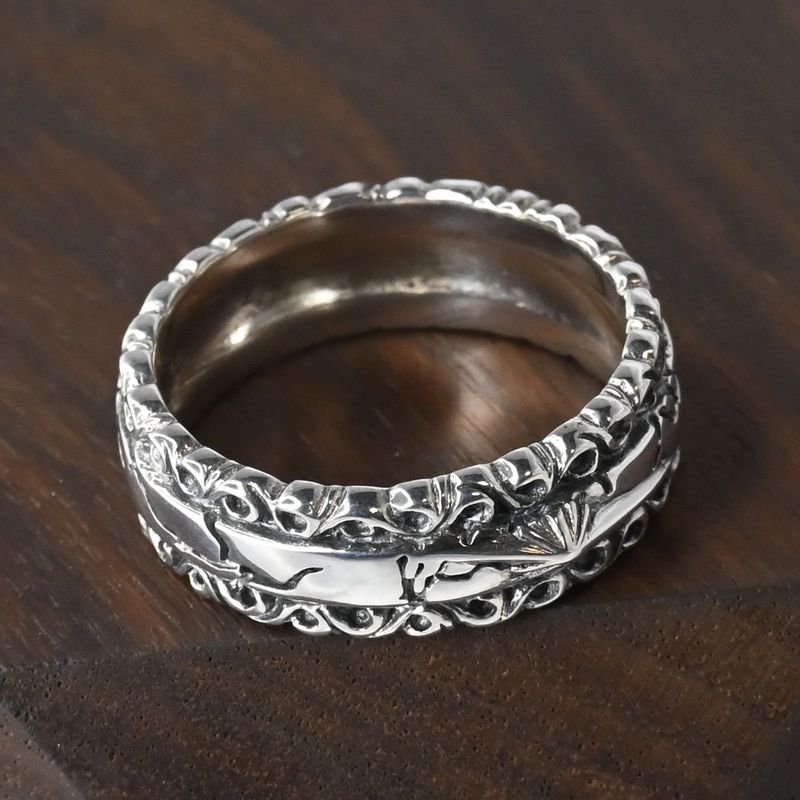 【研磨済】SAAD リング 15号 シルバー925 クラックデザイン 太陽神 サード