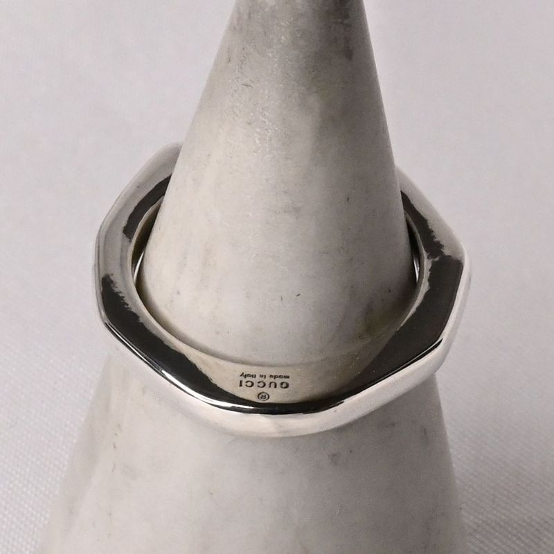 【研磨済】90’s オールドグッチ GUCCI オクタゴン ナット リング 指輪 13号 Ag925 美品