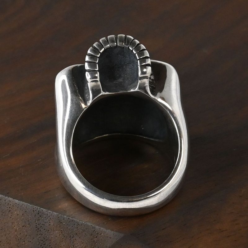 【研磨済】美品 シルバー925 スカル リング 10号