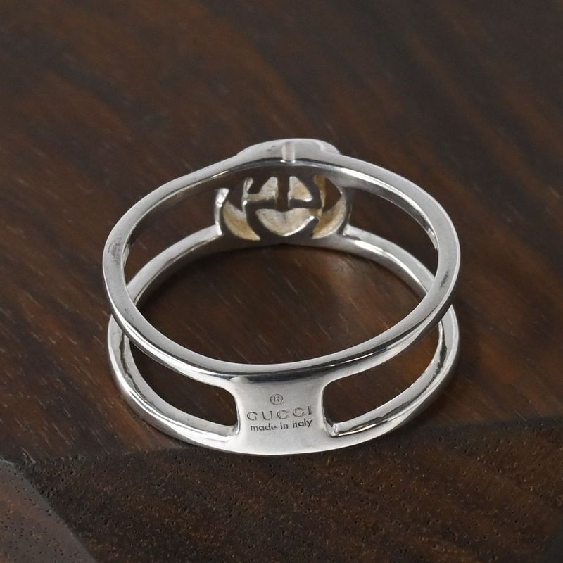 【研磨済】 GUCCI インターロッキング リング スリム 12号 指輪 Ag925