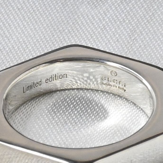 【研磨済】GUCCI ヘキサゴン ナット リング 指輪 8号 Ag925