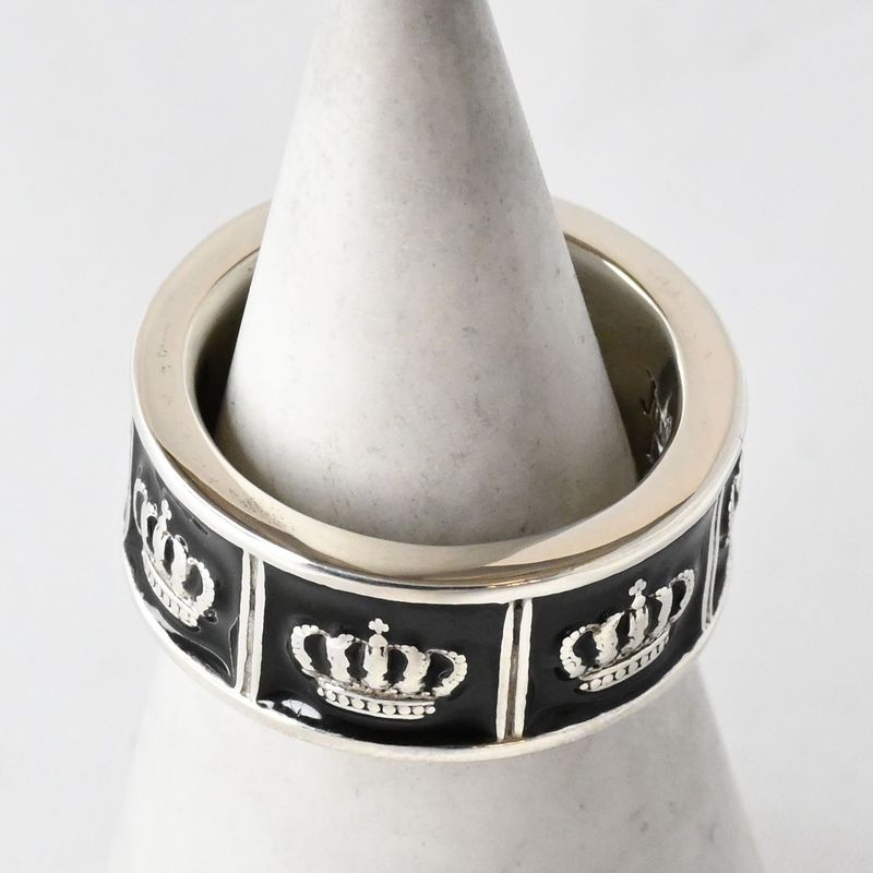 【研磨済】 JUSTIN DAVIS PRIDE&JOY/CROWN リング 17号 ブラック SRJ272 ジャスティンデイビス 指輪 クラウン 王冠 シルバー925