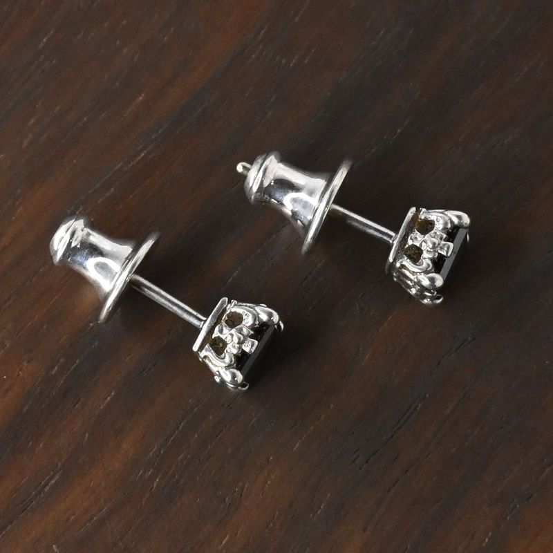 【研磨済】 JUSTIN DAVIS MONTECARLO ピアス ブラック ストーン ペア SEJ047 クラウン シルバー925 ジャスティンデイビス