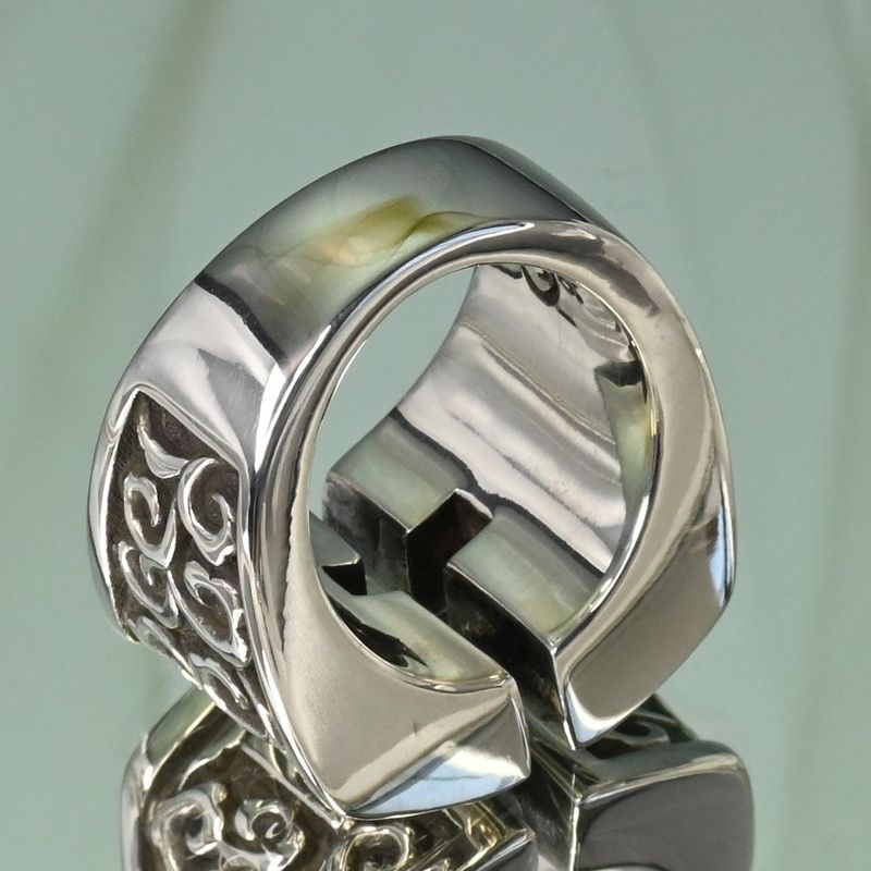 【研磨済】 JUSTIN DAVIS カットクロス リング SRJ117 7.5号 ジャスティンデイビス 指輪