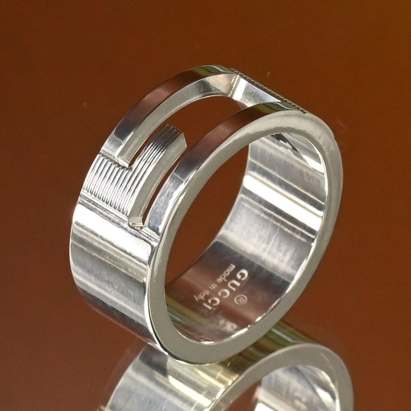 【研磨済】GUCCI ブランデッド カットアウトG リング 10号 グッチ ピンキーリング 指輪 美品