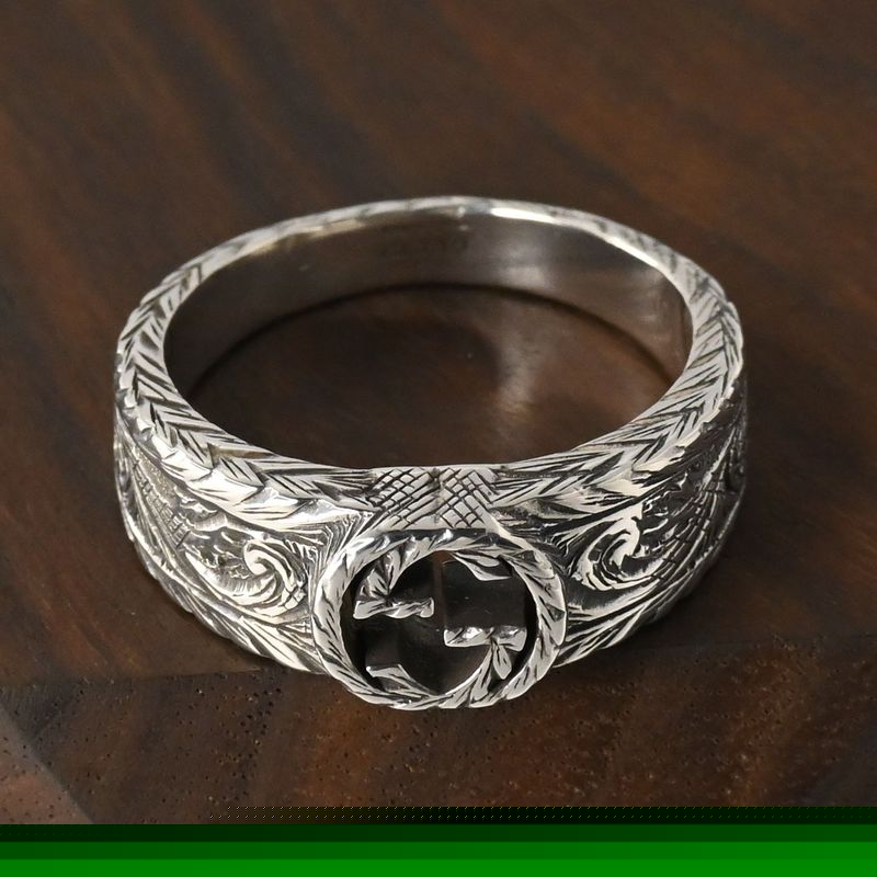 【研磨済】美品 GUCCI インターロッキングG アラベスク リング サイズ19