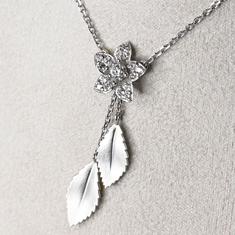 【研磨済】STAR JEWELRY フラワー ネックレス シルバー925 チェーン40cm スタージュエリー