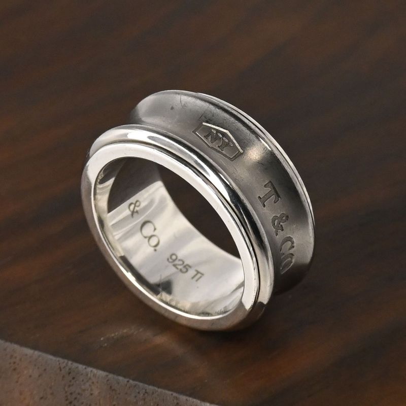 【研磨済】TIFFANY＆Co. ナロー チタン リング 7号 シルバー925 ティファニー 指輪