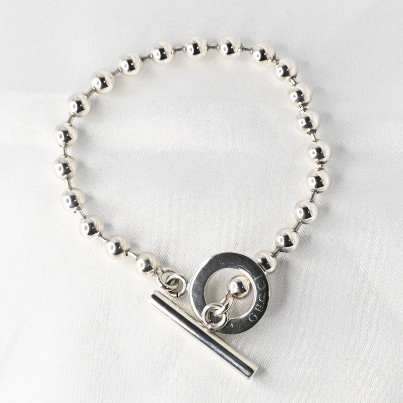 【研磨済】GUCCI グッチ ボールチェーン ブレスレット 17.5cm シルバー925 Ag925