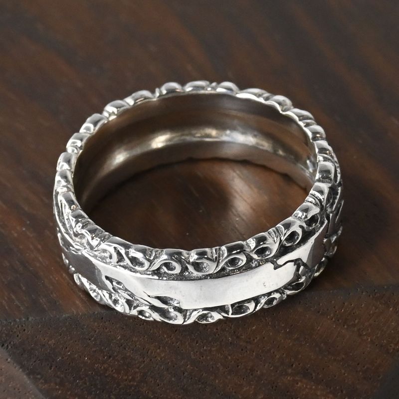 【研磨済】SAAD リング 15号 シルバー925 クラックデザイン 太陽神 サード