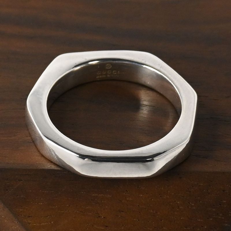 【新品仕上げ】美品 90’s オールドグッチ GUCCI オクタゴン ナット リング 指輪 13号 Ag925