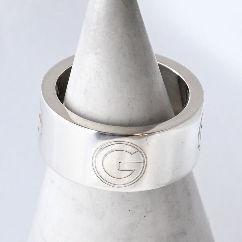 【研磨済】美品 GUCCI Gロゴ カットアウト リング サイズ8 Ag925 指輪 グッチ