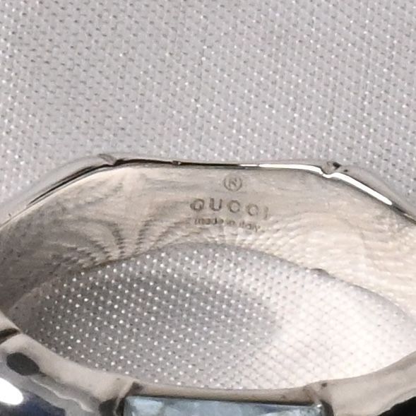 【研磨済】GUCCI バンブー アクアマリン ストーン リング サイズ12 Ag925 美品 指輪 グッチ