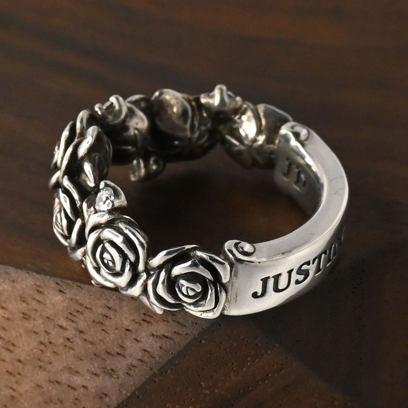 【研磨済】JUSTIN DAVIS ROSARIUM リング SRJ667 7号 シルバー925 リング 指輪 ローズ 薔薇