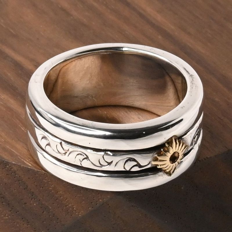 【研磨済】 ARIZONA FREEDOM K18 silver925 リング 18.5号  太陽神 唐草 シルバー アリゾナフリーダム