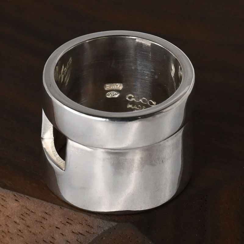 【研磨済】美品 90’s オールドグッチ GUCCI HEAVY BAND G RING リング 指輪 5号 Ag925