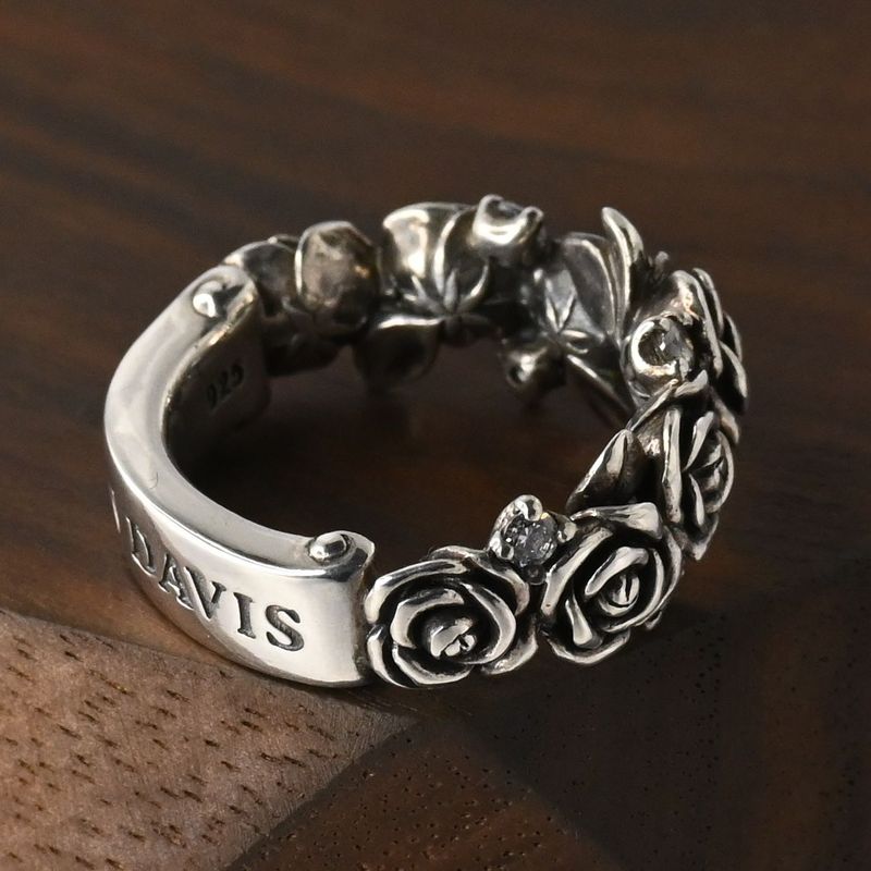【研磨済】JUSTIN DAVIS ROSARIUM リング SRJ667 7号 シルバー925 リング 指輪 ローズ 薔薇