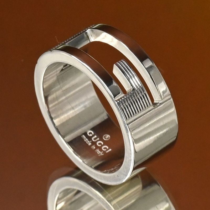 【研磨済】GUCCI ブランデッド カットアウトG リング 10号 グッチ ピンキーリング 指輪 美品