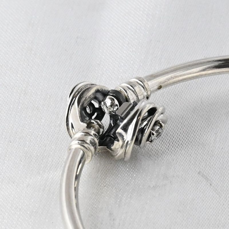 【研磨済】PANDORA Moments Encircled Clasp Bangle 19cm バングル 美品 シルバー925