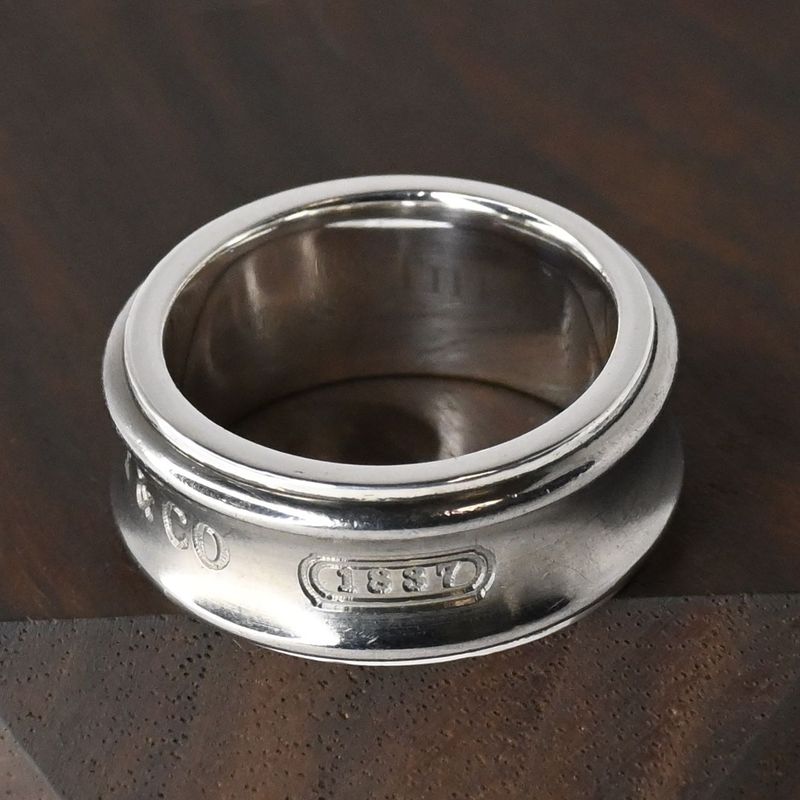 【研磨済】TIFFANY＆Co. ナロー チタン リング 9.5号 シルバー925 ティファニー 指輪