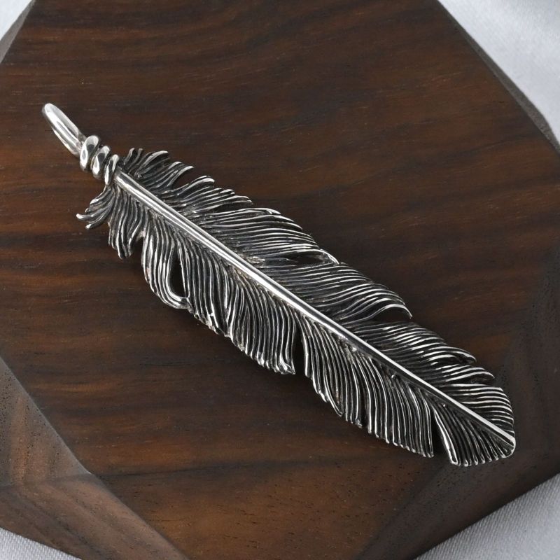 【研磨済】SAAD フェザー シルバー925 ペンダントトップ ネックレスチャーム