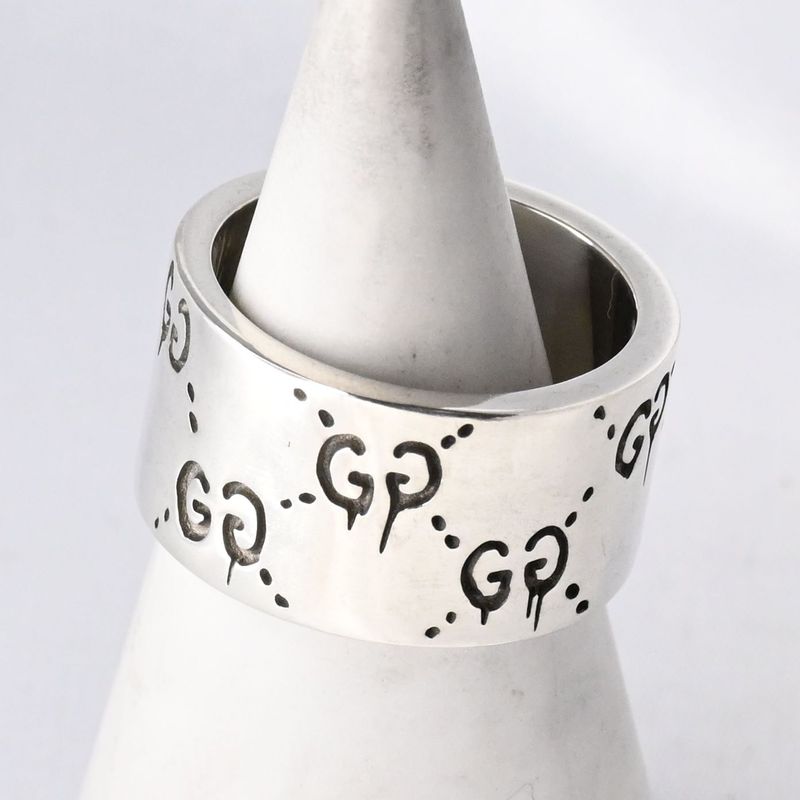 【研磨済】美品 GUCCI ゴースト ワイド リング 16号 Ag925