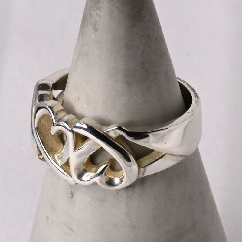 【研磨済】TIFFANY＆Co. トリプルラビングハート リング 9号 ティファニー 指輪