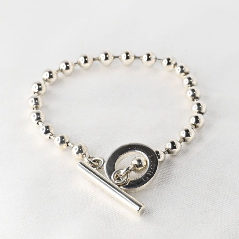 【研磨済】GUCCI グッチ ボールチェーン ブレスレット 17.5cm シルバー925 Ag925
