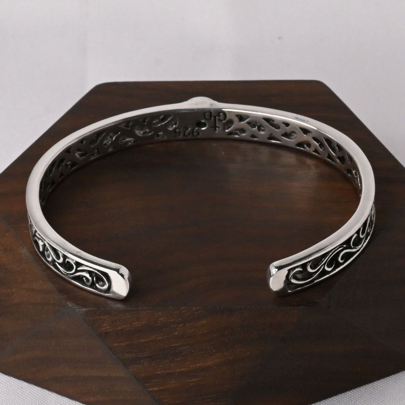【研磨済】GRAN DEUR シルバー925 バングル 唐草 ブルーストーン グランデュア