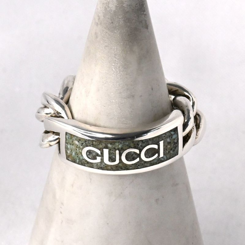【研磨済】GUCCI ゴルメット チェーン リング 10号 指輪 Ag925