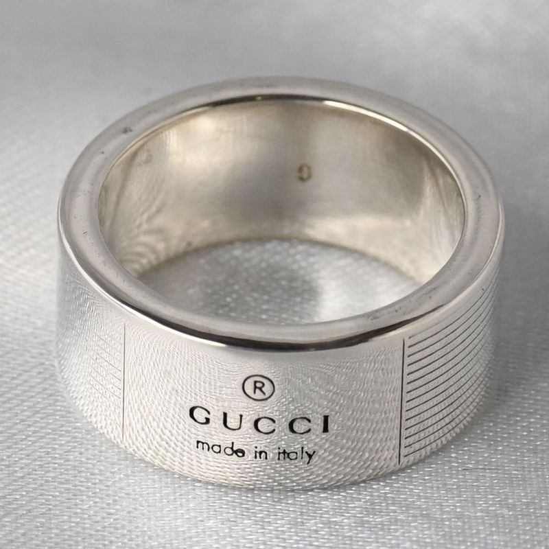 【訳あり】【研磨済】 GUCCI ロゴ リング SV925 シルバー 9号 指輪 グッチ