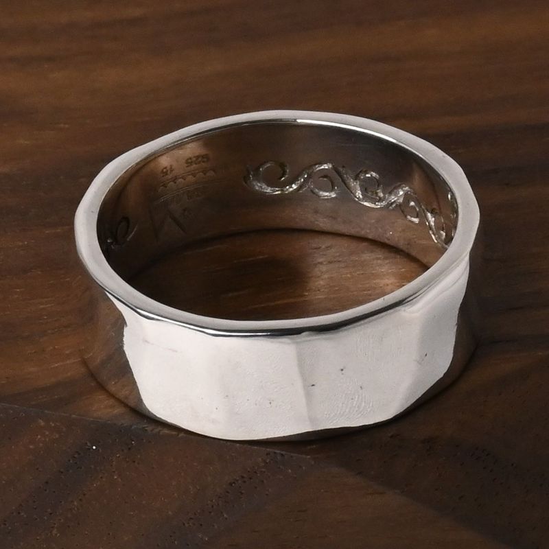 【研磨済】SAAD シルバー925 リング 14号 叩きデザイン 唐草 指輪