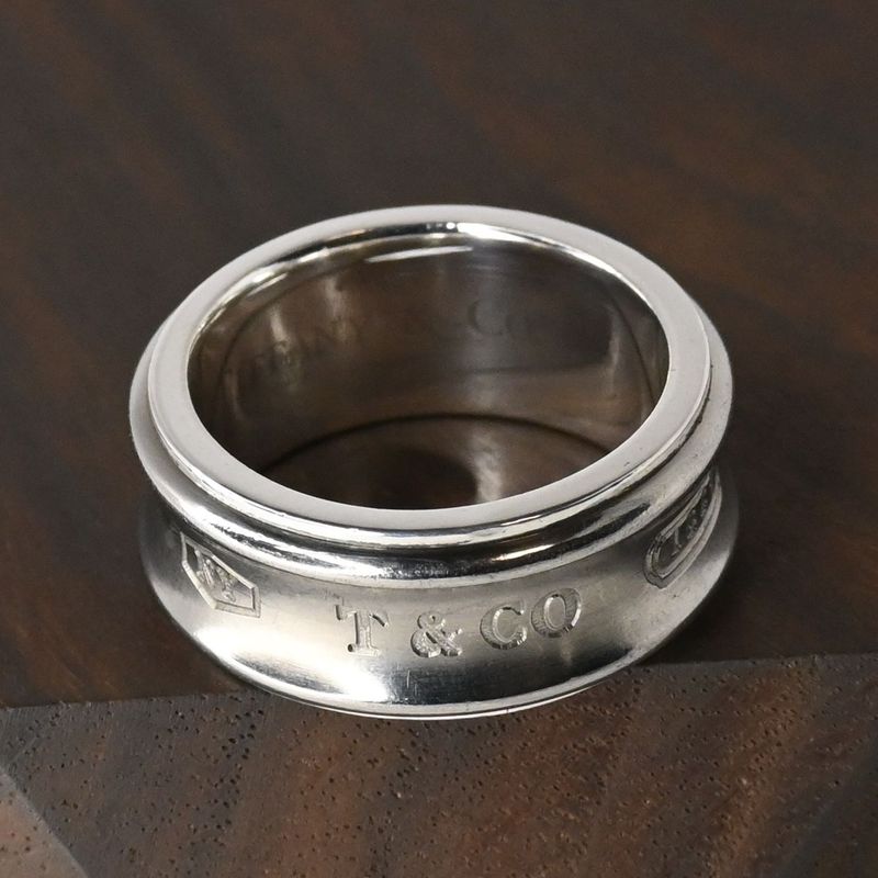 【研磨済】TIFFANY＆Co. ナロー チタン リング 9.5号 シルバー925 ティファニー 指輪