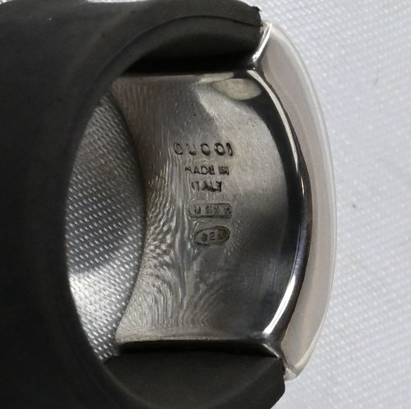 【研磨済】美品 GUCCI シルバー プレート ラバー リング 指輪 17号 Ag925
