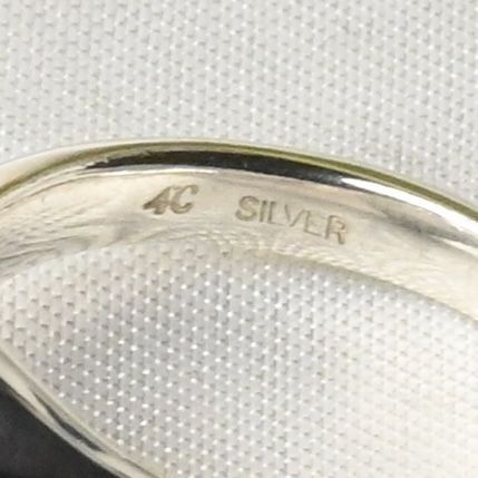 【研磨済】4℃ ストーン シルバー リング 7号 925 美品 ヨンドシー 指輪