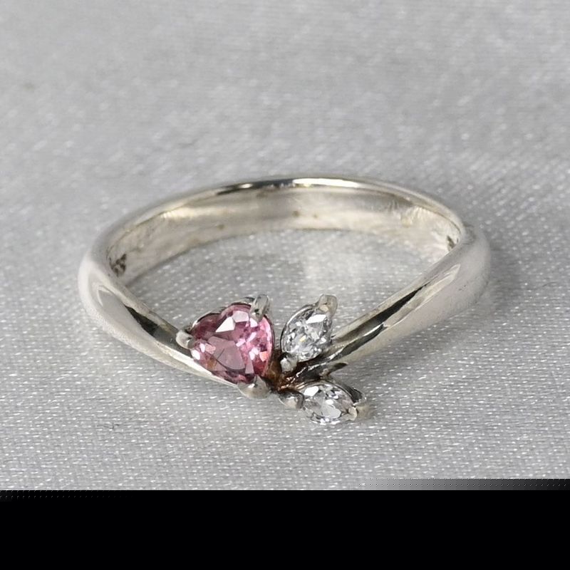 【研磨済】THE KISS リング 指輪 SILVER 9号 ピンクストーン