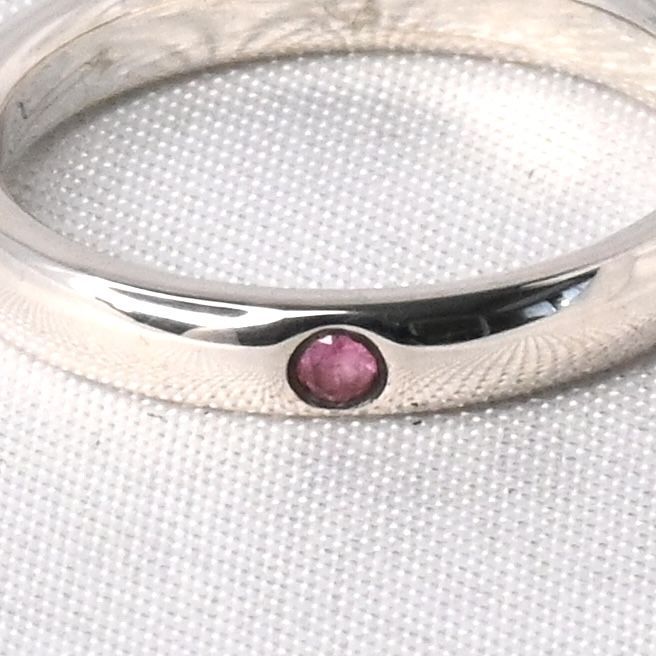 【研磨済】TIFFANY＆Co. スタッキングバンド リング ピンクサファイア 7.5号 ティファニー 指輪 シルバー925