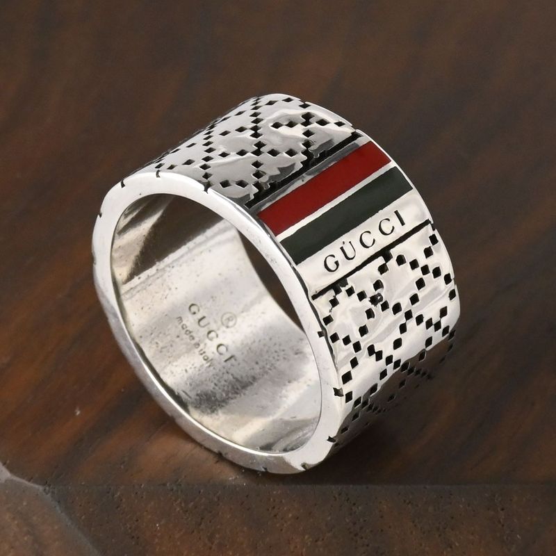【研磨済】GUCCI ディアマンティッシマ リング 16~17号 シルバー エナメル 指輪