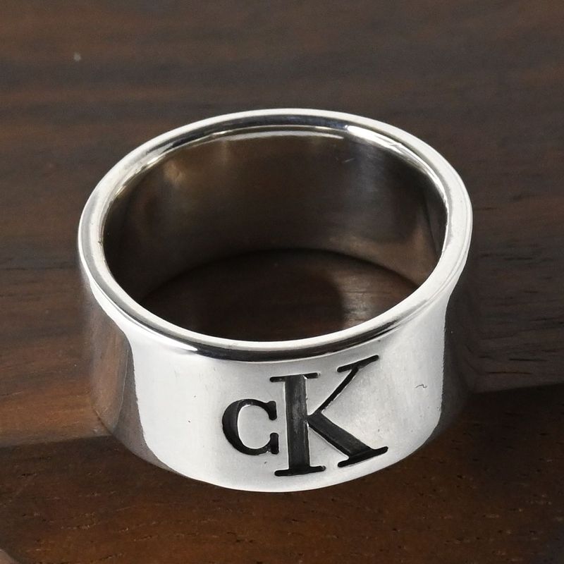 【研磨済】Calvin Klein ロゴ ワイド リング 指輪 10.5号 カルバン・クライン