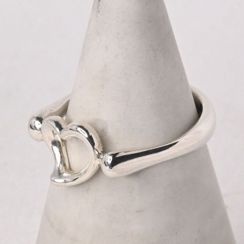 【研磨済】TIFFANY＆Co. オープンハート リング 8号 ティファニー 指輪 Elsa Peretti