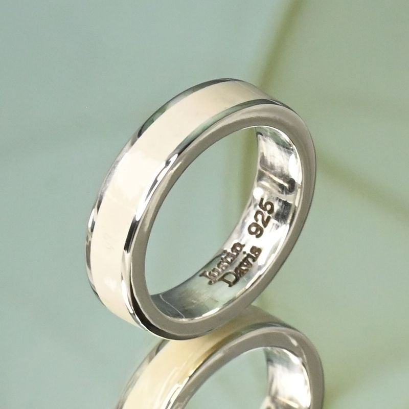 【研磨済】 JUSTIN DAVIS シルバー ホワイト リング 8号 ジャスティンデイビス 指輪