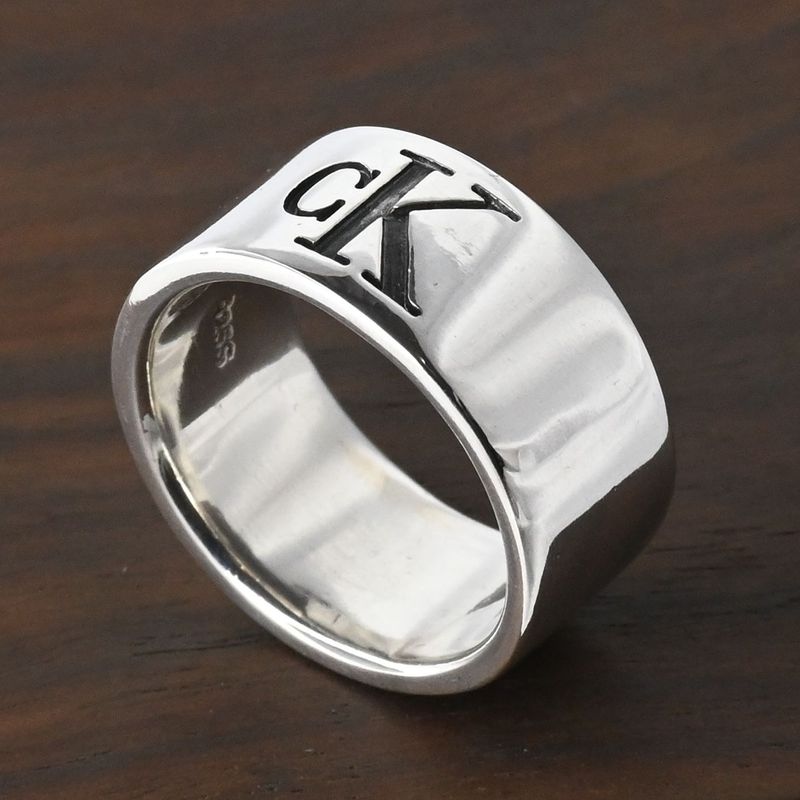 【研磨済】Calvin Klein ロゴ ワイド リング 指輪 10.5号 カルバン・クライン
