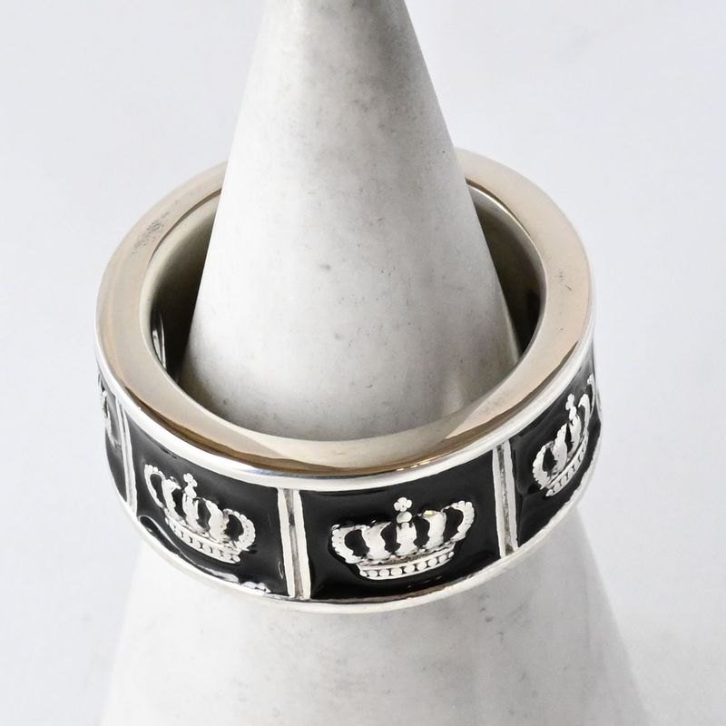 【研磨済】 JUSTIN DAVIS PRIDE&JOY/CROWN リング 17号 ブラック SRJ272 ジャスティンデイビス 指輪 クラウン 王冠 シルバー925