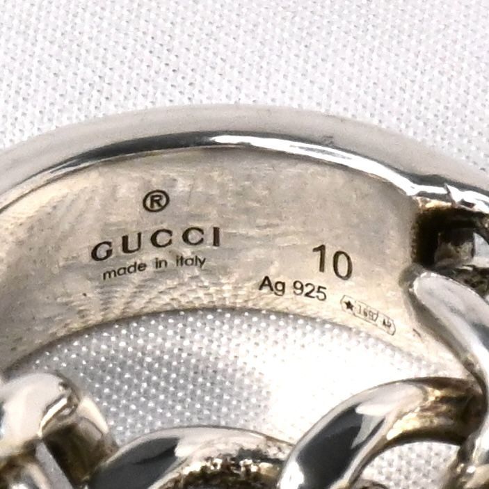 【研磨済】GUCCI ゴルメット チェーン リング 10号 指輪 Ag925