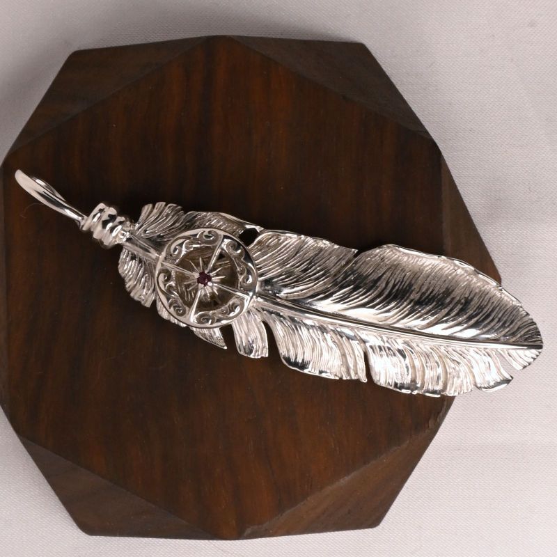 【研磨済】SAAD フェザー ホイール トップ シルバー925 太陽神 唐草 ネックレスチャーム