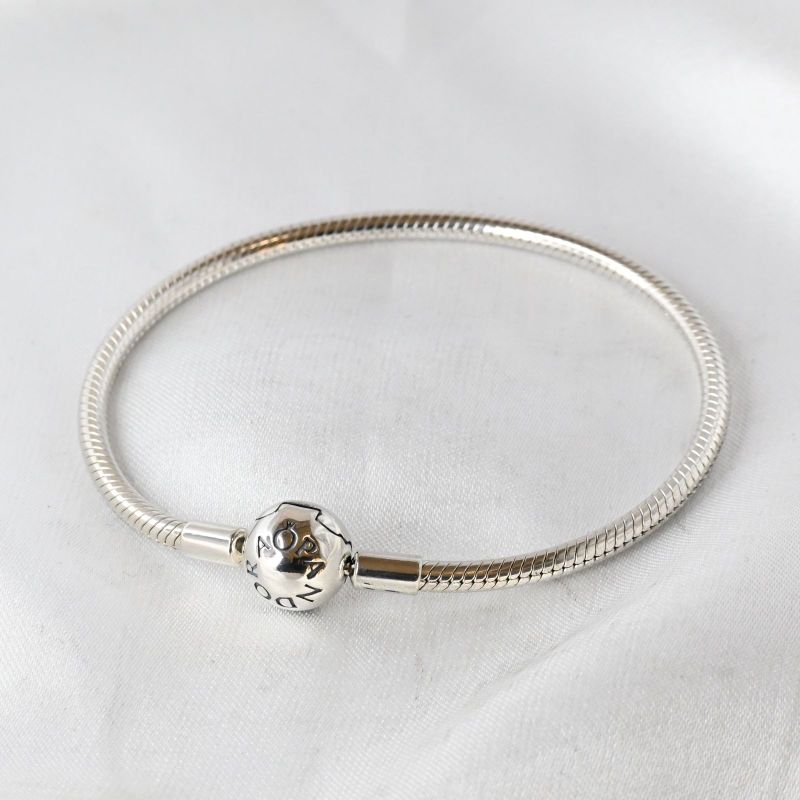 【新品仕上げ】 PANDORA Moments Snake Chain Bracelet 18cm ブレスレット 美品 パンドラ シルバー925