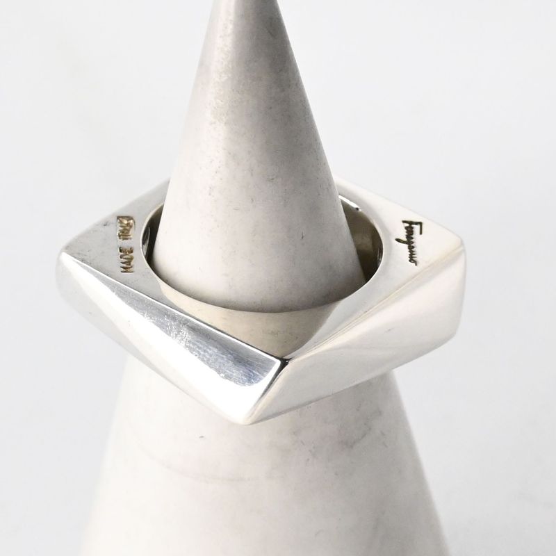 【研磨済】Salvatore Ferragamo スクエア リング シルバー925 11号 サルヴァトーレフェラガモ